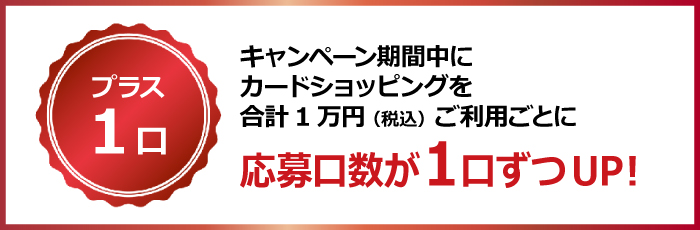キャンペーン期間中にカードショッピングを合計30万円（税込）以上ご利用で応募口数が2倍！