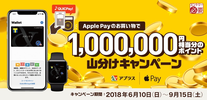 Apple Payのお買い物で1,000,000円相当分のポイント山分けキャンペーン