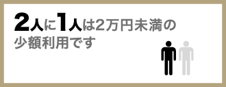 2人に1人は2万円未満の少額利用です