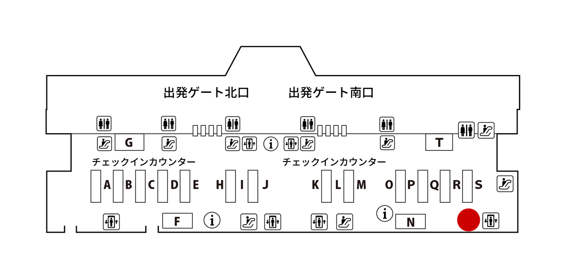 成田第2ターミナル　出発カウンター3階