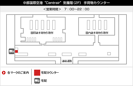 中部国際空港 Centrair 到着階(2F)手荷物カウンター