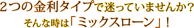 2つの金利タイプで迷ってませんか?そんなときはミックスローン