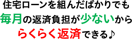 住宅ローンを組んだばかりでも毎月の返済負担が少ないかららくらく返済できる